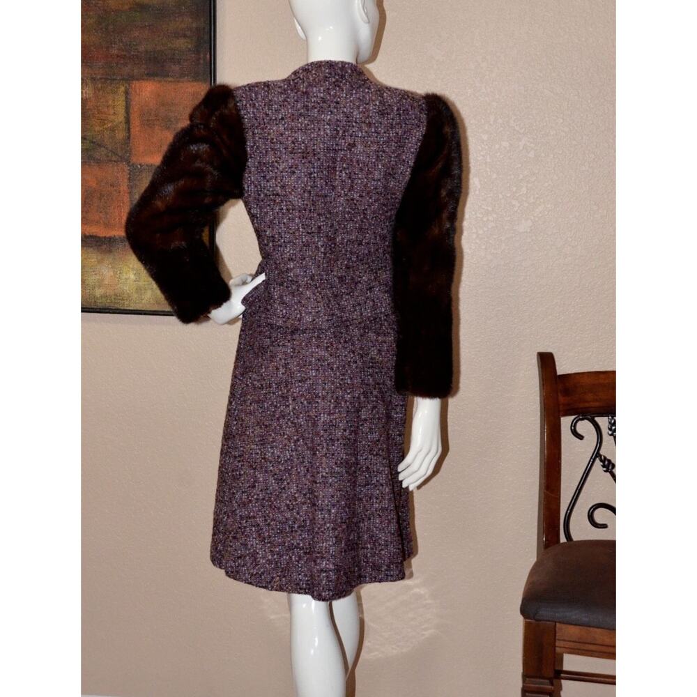 Arnold Scaasi Designer Vintage Couture Mink Cropped Bolero Jacket and skirt Set - Picture 9 of 12